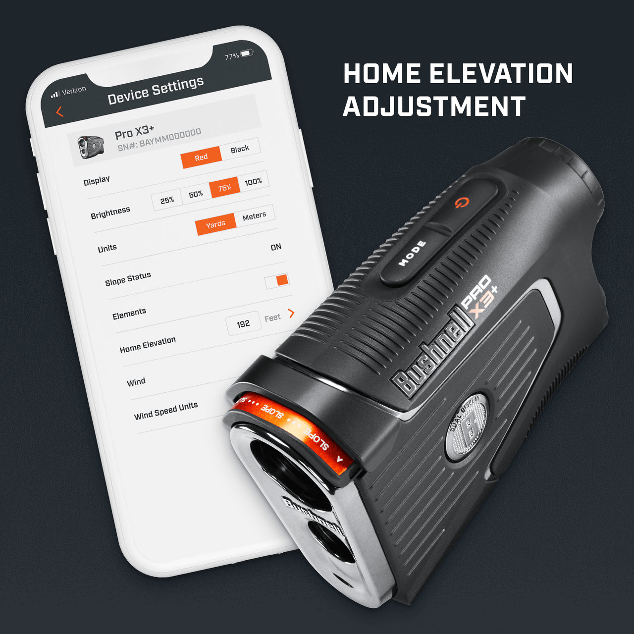 Bushnell ProX3 Link Golf Rangefinder Home Elevation Adjustment