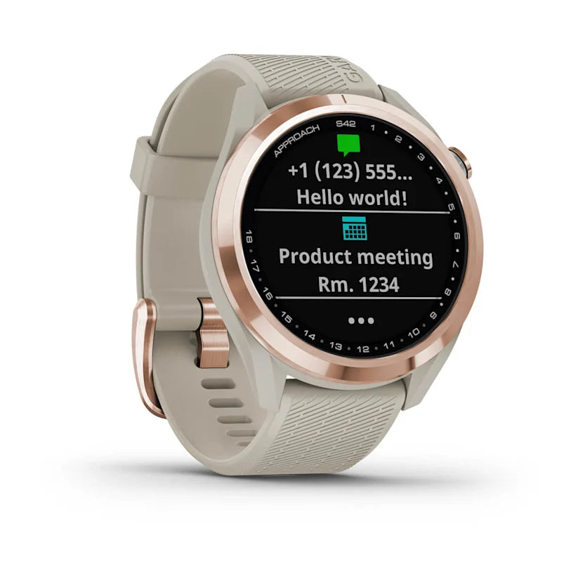 Garmin Approach S42 Golf Watch Rose Gold Angled