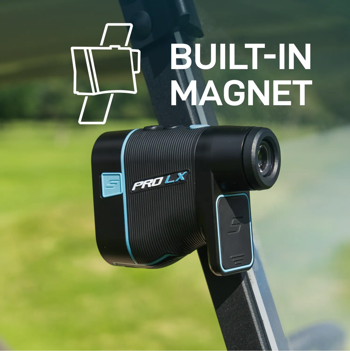 Shot Scope Pro LX 2nd Gen Golf Rangefinder Blue Magnetic Cart Mount