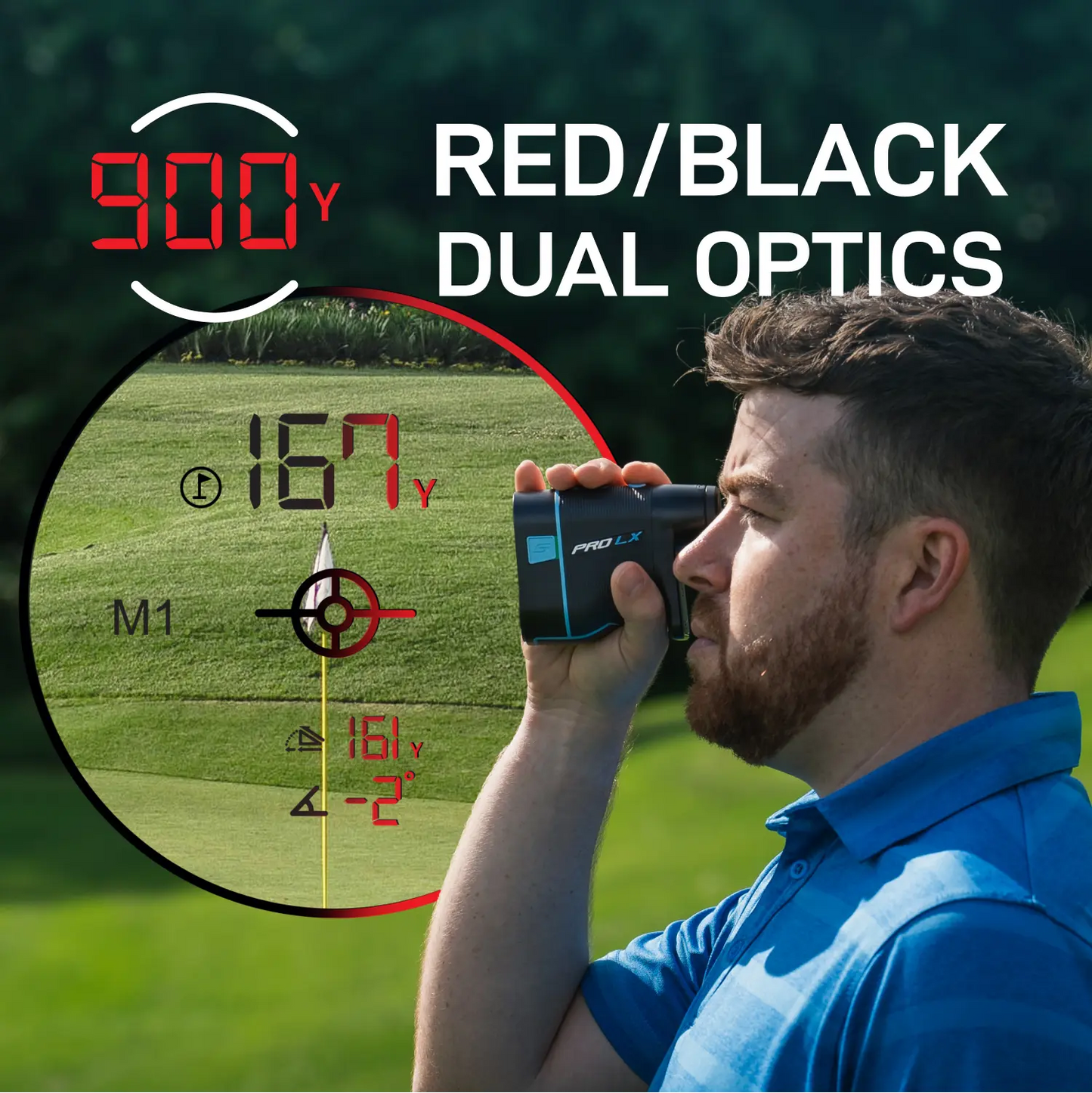 Shot Scope Pro LX 2nd Gen Golf Rangefinder Blue Red Black Dual Optics