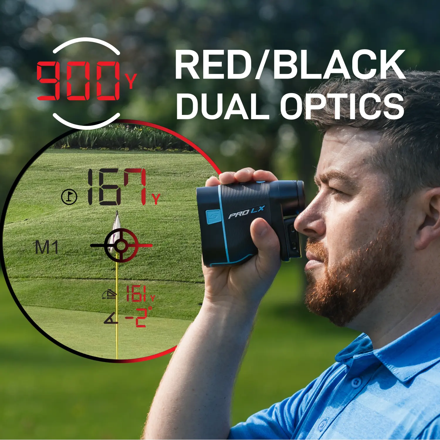 Shot Scope Pro LX 2nd Gen Golf Rangefinder Blue Red Black Dual Optics