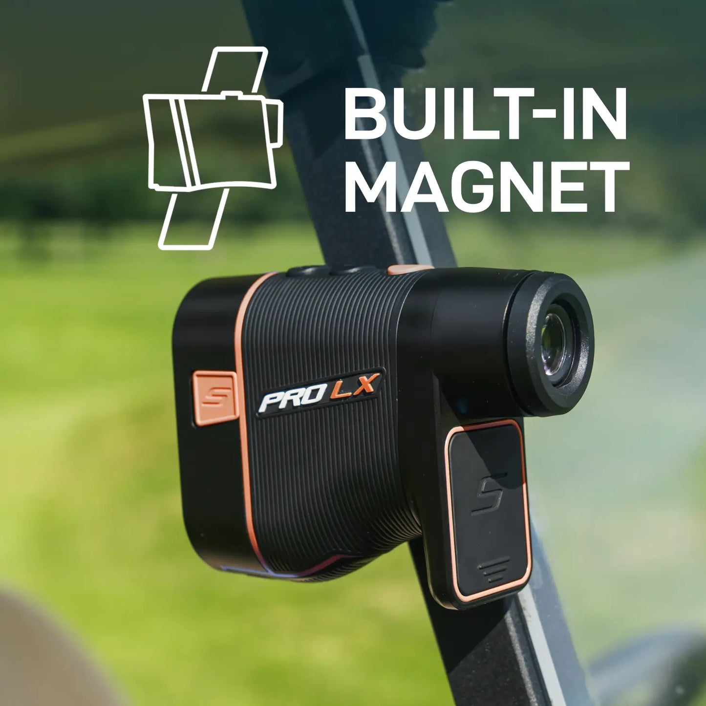 Shot Scope Pro LX 2nd Gen Golf Rangefinder Orange Magnetic Cart Mount