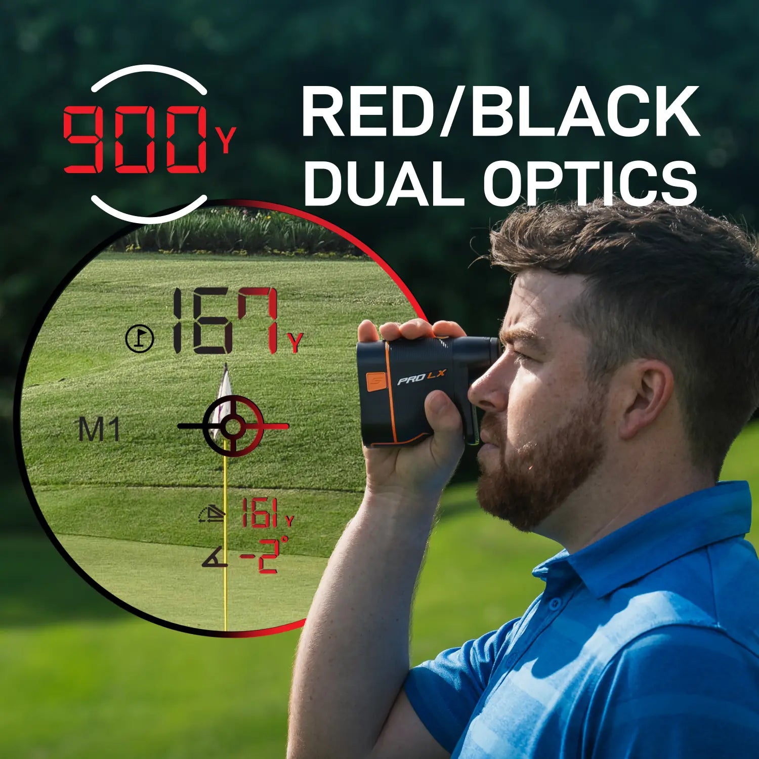 Shot Scope ProLX 2nd Gen Golf Rangefinder Orange Red Black Dual Optics