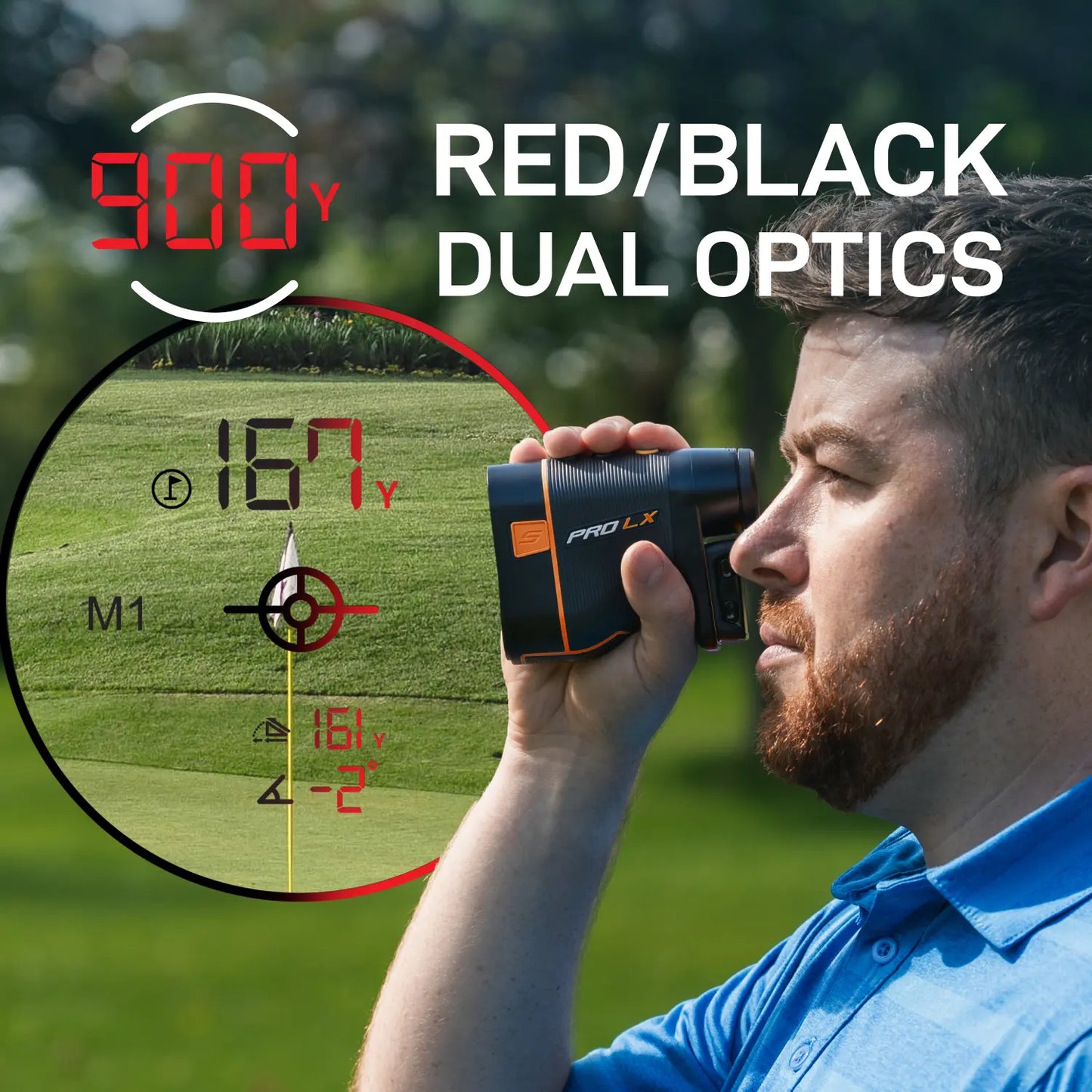 Shot Scope Pro LX 2nd Gen Golf Rangefinder Orange Red Black Dual Optics